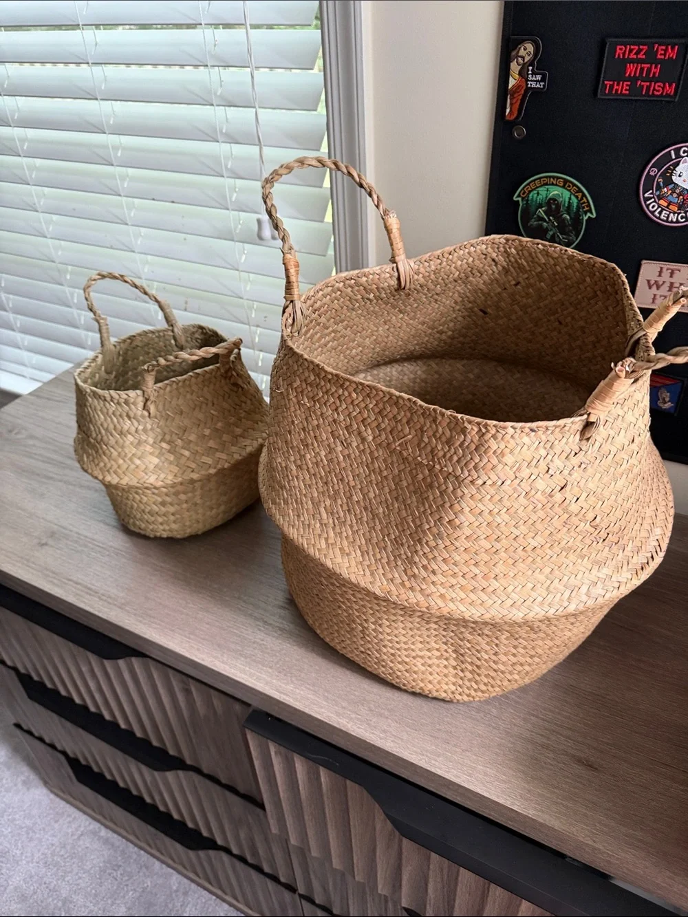 Natural Seagrass Woven Storage Basket with Handles - Neutral